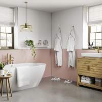 Multipanel Antique Rose Herringbone Tile Effect Shower Board