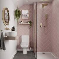 Multipanel Antique Rose Metro Tile Effect Shower Board