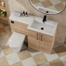 Nuie Arno Anthracite 1100mm L Shape Vanity Basin & WC Unit Set With Polymarble Basin