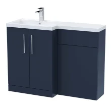 Nuie Arno Midnight Blue 1100mm L Shape Vanity Basin & WC Unit Set With Polymarble Basin