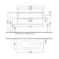 Villeroy & Boch Subway 2.0 587mm Bathroom Vanity Unit 1 Drawer Soft Grey