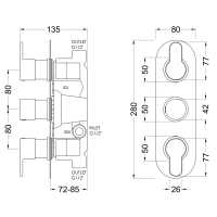 Feeling Black Square Dual Outlet Shower Valve with Shower Kit by RAK Ceramics