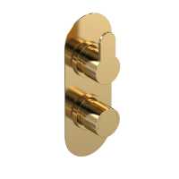 Arvan Brushed Brass Twin Concealed Shower Valve (Medium Pressure) - Single Outlet - Nuie 