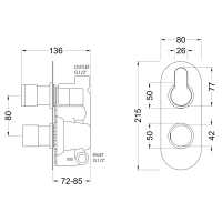 Windon Brushed Brass Triple Concealed Shower Valve (Medium Pressure) - Two Outlets - Nuie