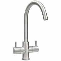 Shannon Brush Nickel Twin Lever Kitchen Mixer Tap