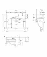 Bayswater Fitzroy 595mm 2 Tap Holes Basin & Comfort Height Pedestal