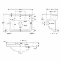 Bayswater Fitzroy 560mm 1 Tap Holes Basin & Comfort Height Pedestal