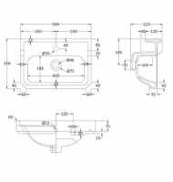 Bayswater Fitzroy 595mm 1 Tap Hole Basin & Full Pedestal