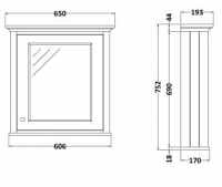 Bayswater 600mm Bathroom Mirror - Plummett Grey