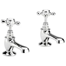 Bayswater Crosshead Hex Basin Pillar Taps - White/Chrome
