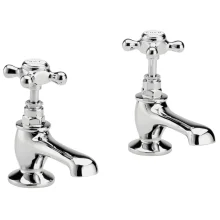 Bayswater Crosshead Hex Basin Pillar Taps - White/Chrome