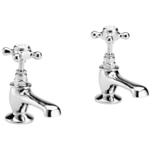 Bayswater Crosshead Hex Basin Pillar Taps - White/Chrome