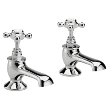 Bayswater Crosshead Hex Bath Pillar Taps - White/Chrome