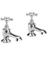 Bayswater Crosshead Hex Bath Pillar Taps - White/Chrome