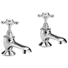 Bayswater Crosshead Hex Bath Pillar Taps - White/Chrome