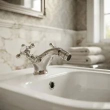 Bayswater Monobloc Hex Bidet Taps - Black/Chrome