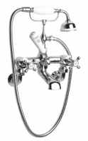 Bayswater Hex Wall Mounted Bath Shower Mixer - White/Chrome