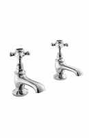 Bayswater Crosshead Hex Basin Pillar Taps - Black/Chrome