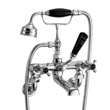 Bayswater Hex Wall Mounted Bath Shower Mixer - Black/Chrome