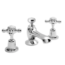 Bayswater 3 Hole Dome Basin Mixer Taps - White/Chrome