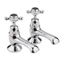 Bayswater Crosshead Dome Bath Pillar Taps - Black/Chrome