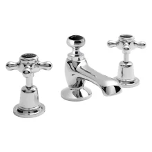 Bayswater 3 Hole Dome Basin Mixer Taps - Black/Chrome