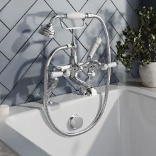 Bayswater Lever Dome Bath Shower Mixer - Black/Chrome