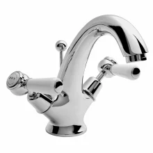 Bayswater Lever Dome Basin Mixer Taps - White/Chrome