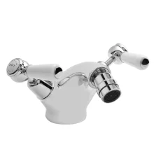 Bayswater Monobloc Lever Dome Bidet Taps - White/Chrome