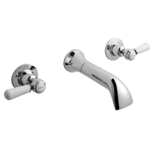 Bayswater 3 Hole Lever Dome Bath Mixer Taps - White/Chrome