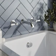 Bayswater 3 Hole Lever Hex Bath Mixer Taps - White/Chrome