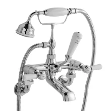 Bayswater Lever Dome Wall Mounted Bath Shower Mixer - White/Chrome