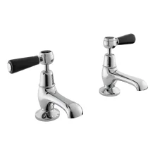 Bayswater Lever Dome Basin Pillar Taps - Black/Chrome