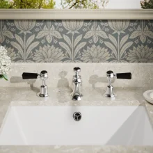 Bayswater Lever Dome Bath Pillar Taps - Black/Chrome