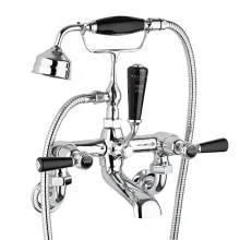 Bayswater Lever Dome Wall Mounted Bath Shower Mixer - Black/Chrome