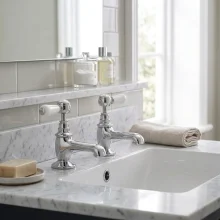 Bayswater Hex Wall Mounted Bath Shower Mixer - White/Chrome