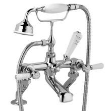 Bayswater Lever Hex Bath Shower Mixer - White/Chrome