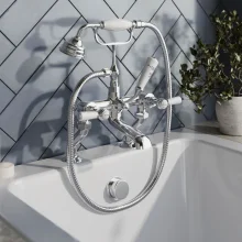 Bayswater Lever Hex Bath Shower Mixer - Black/Chrome