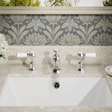 Bayswater Lever Hex Bath Pillar Taps - Black/Chrome