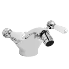 Bayswater Monobloc Lever Hex Bidet Taps - White/Chrome