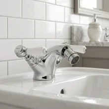 Bayswater Monobloc Lever Hex Bidet Taps - Black/Chrome