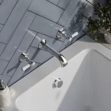 Bayswater 3 Hole Dome Bath Mixer Taps - White/Chrome