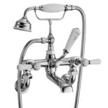 Bayswater Lever Hex Wall Mounted Bath Shower Mixer - White/Chrome