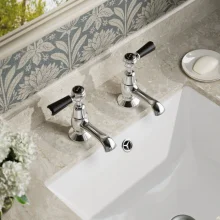 Bayswater Black And Chrome Wall Mounted Basin Mixer Tap