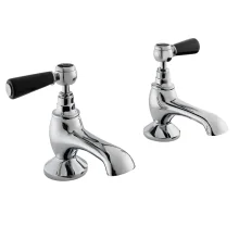 Bayswater Lever Hex Bath Pillar Taps - Black/Chrome