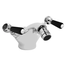 Bayswater Monobloc Lever Hex Bidet Taps - Black/Chrome