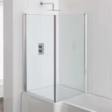 Beaufort Type 1 L Shaped Bath Shower Screen 1400 x 840mm Chrome