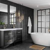 Multipanel Black Mineral Large Tile Effect Shower Board