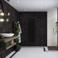 Gloss Black Metro Tile Effect Panels Wetwall Composite