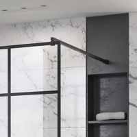 Roman Black Square Wetroom Glass Straight Support Bar For 6, 8 & 10mm Glass - LBBK4590SQB 